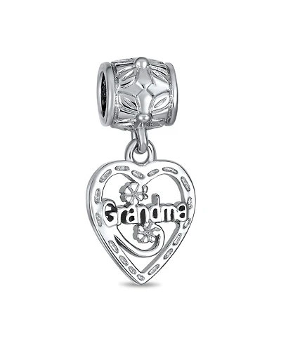 Bling Jewelry Antique Bff Heart Grandma Dangle Charm Bead for Sterling Silver Bracelet