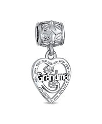Bling Jewelry Antique Bff Heart Grandma Dangle Charm Bead for Sterling Silver Bracelet