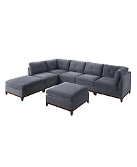 Streamdale 7 Piece Ash Grey Chenille Fabric Modular Sectional with Ottomans