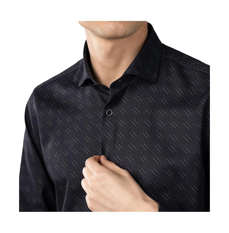 Luchiano Visconti Men's Black Jacquard shirt