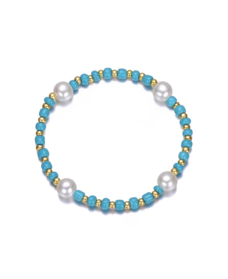 GiGiGirl 14K Gold Plating with Colored Beads Plated Accents Bracelet