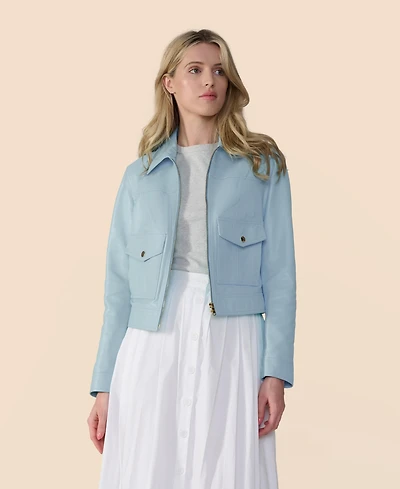 Furniq Uk Women's Cropped Leather Jacket, Created for Macy's