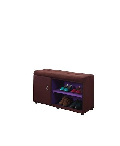 Entryway Shoe Bench with Tufted Cushion and Storage Shelf