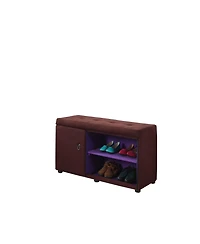 Entryway Shoe Bench with Tufted Cushion and Storage Shelf