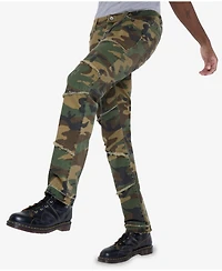 Raw X Men's Printed Pieced Fringed Stacked Jeans