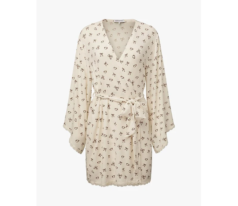 WeWoreWhat Women's Lace Trim Robe