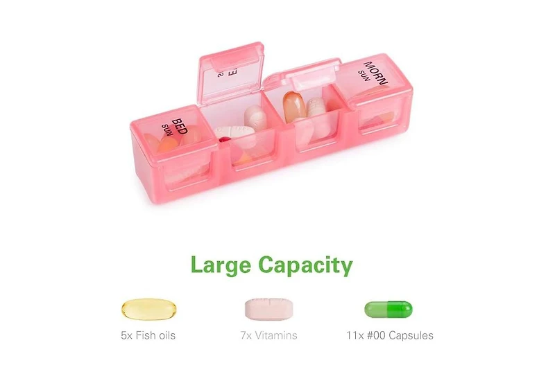 Sukuos Large Weekly Pill Organizer 7 Day (4 Times a Day)