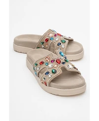 Denilla Leather Embellished Slide Sandal (Women)