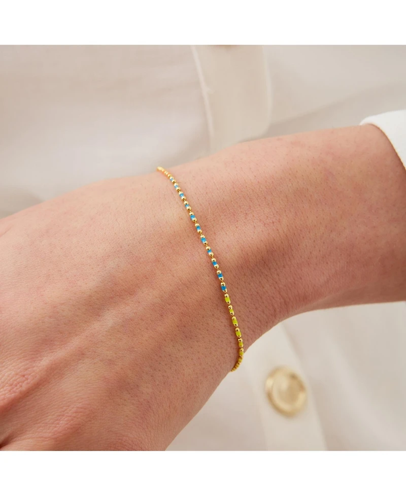 Spero London Sterling Silver Enamel Mine Beaded Colourful Rainbow Bracelet