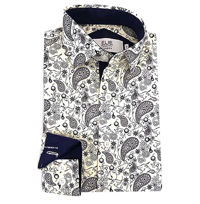 Elie Balleh Big Boys White Paisley Slim Fit Shirt