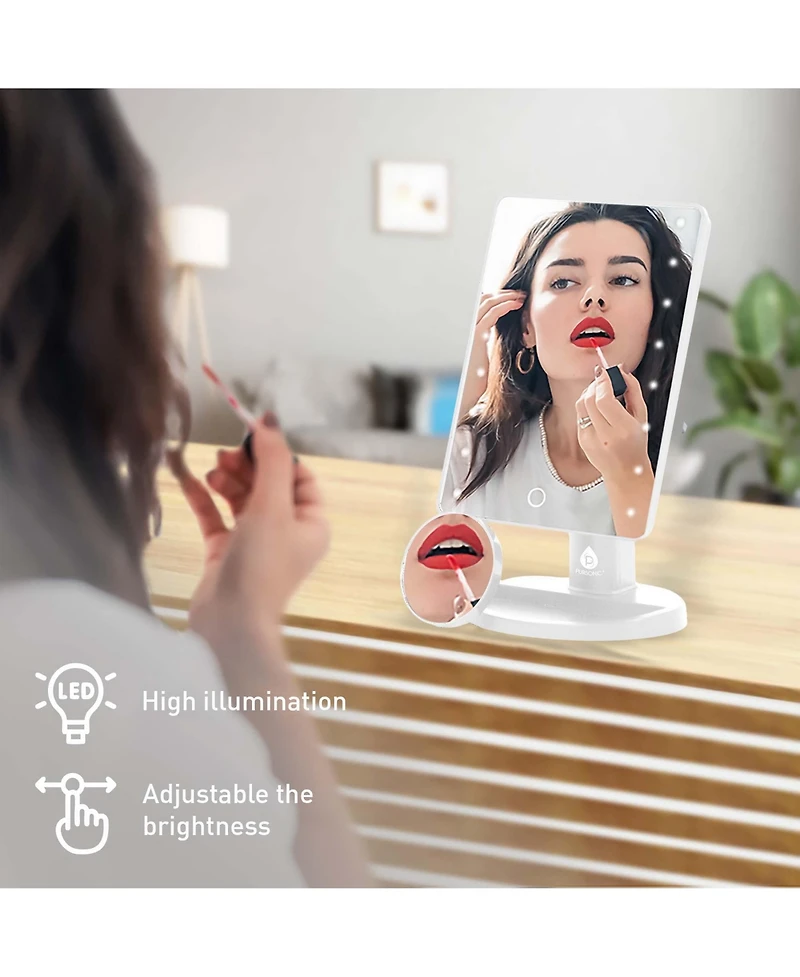 Pursonic Glow & Go Beauty Bundle with Led Vanity Mirror, Facial Steamer & 5-Piece Brush Set
