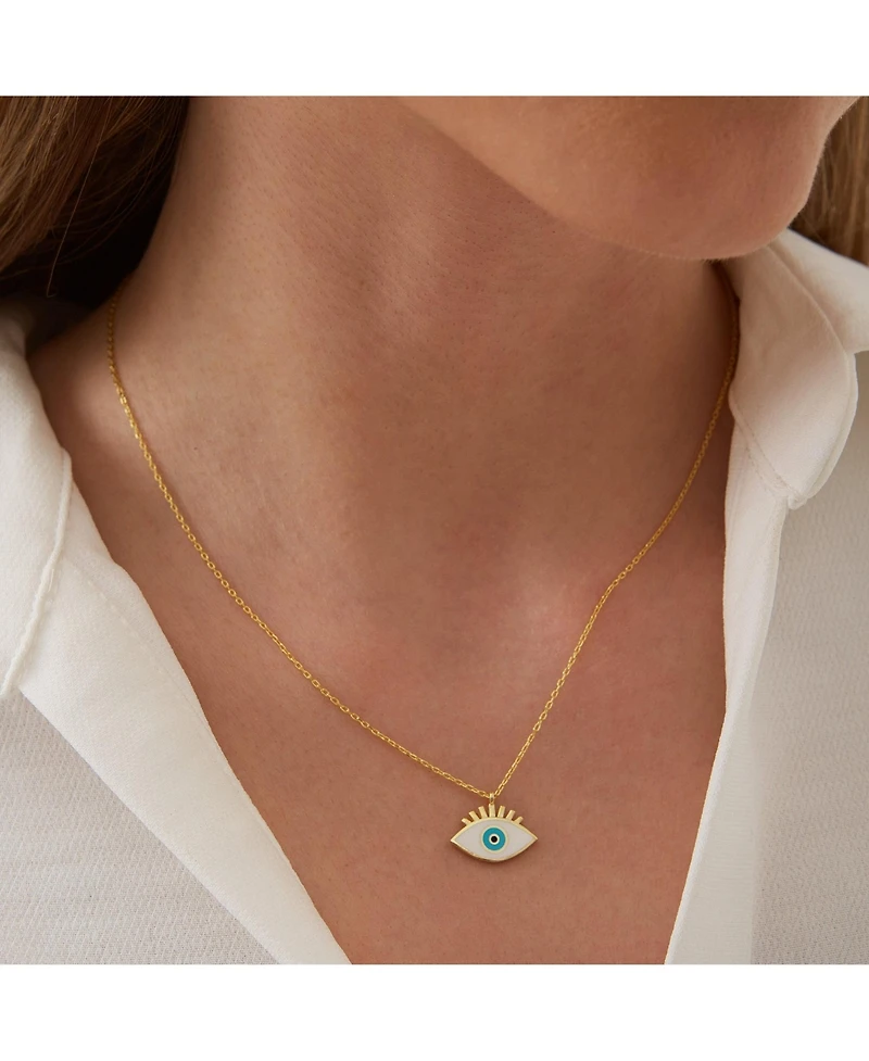 Spero London Sterling Silver Evil Eye Eyelash Necklace