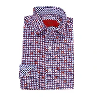 Elie Balleh Big Boys Blue Printed Short Sleeve Slim Fit Shirt