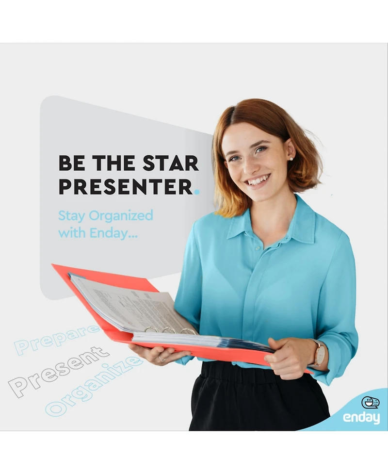 Enday 3-Ring Binder with Clear View Cover and 2 Inside Pockets – Heavy Duty Durable for School Supplies, Office Organization