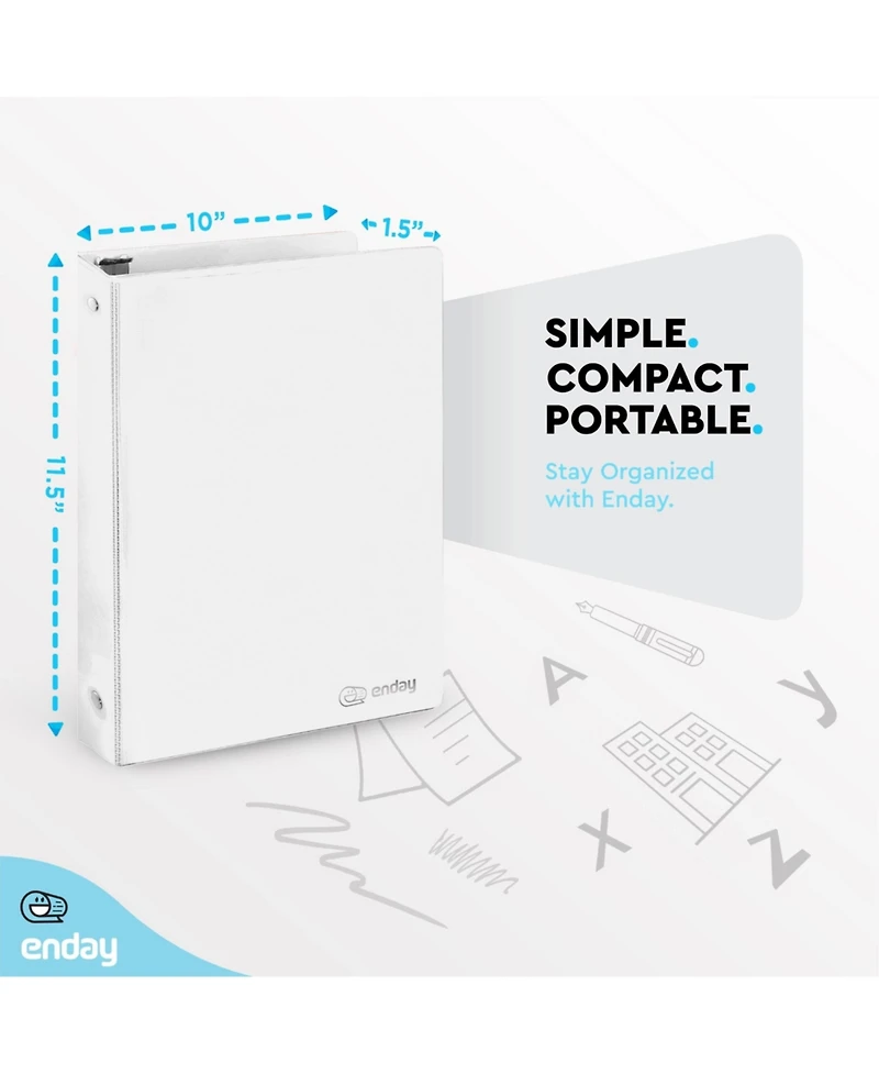 Enday 3-Ring Binder with Clear View Cover and 2 Inside Pockets – Heavy Duty Durable for School Supplies, Office Organization