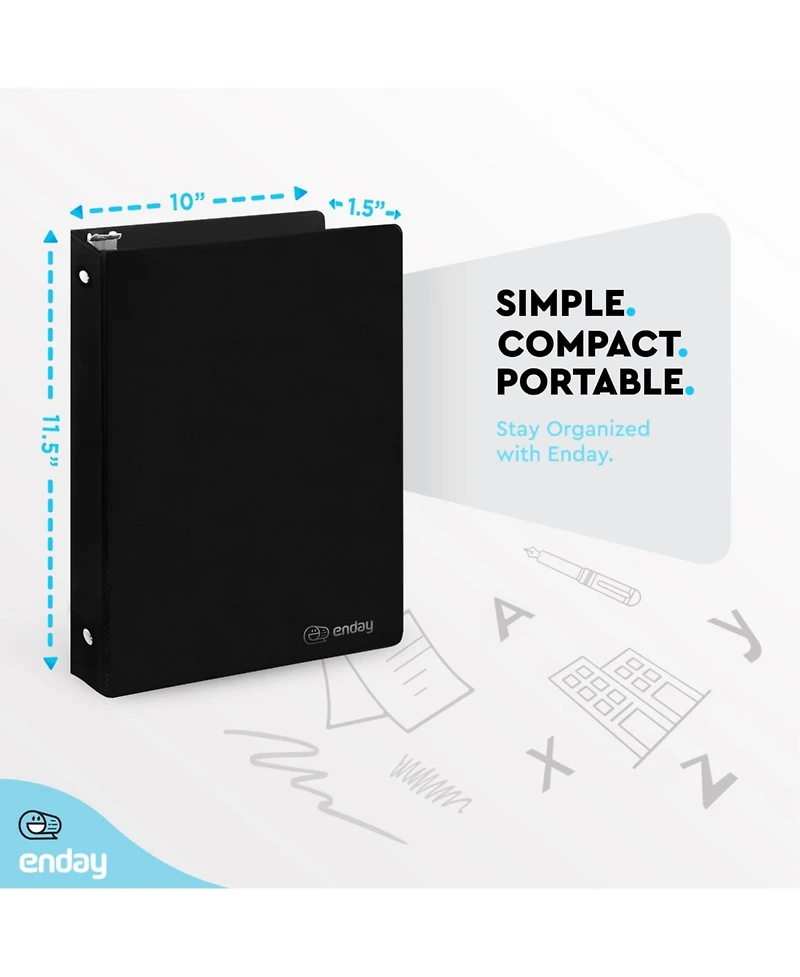 Enday 3-Ring Binder with Clear View Cover and 2 Inside Pockets – Heavy Duty Durable for School Supplies, Office Organization