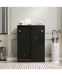 Streamdale Marble 6-Layer Shoe Cabinet with Sliding Door