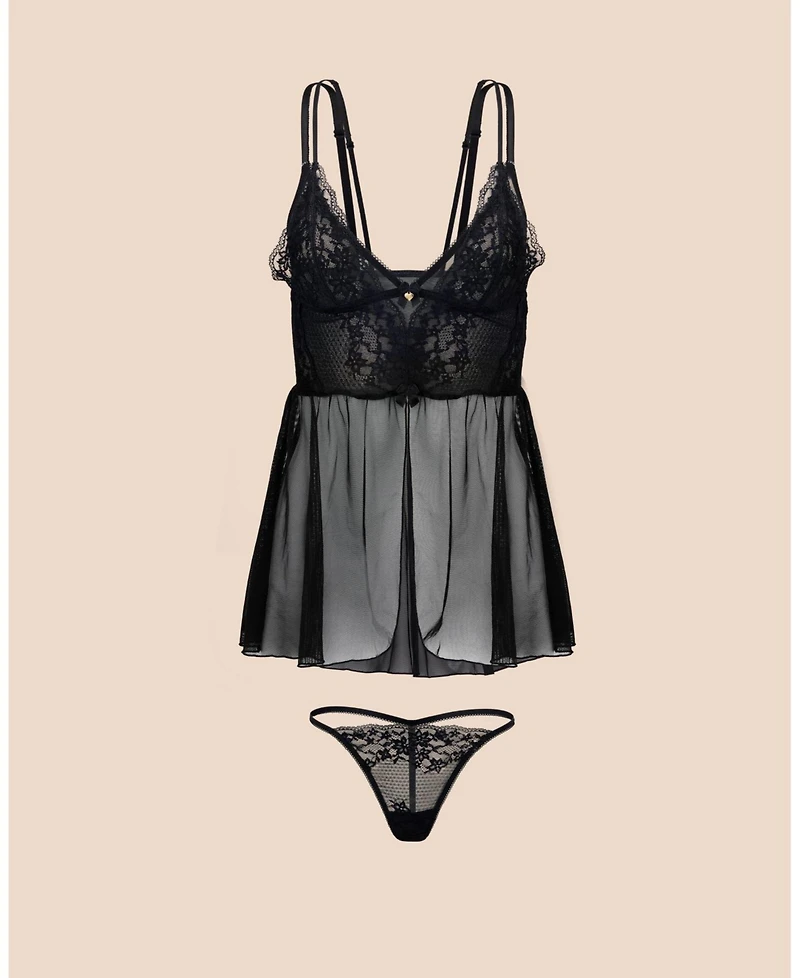 Adore Me Plus Stevie Babydoll & G-String Set Lingerie