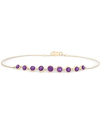Amethyst Bezel Graduated Link Bracelet (1-1/2 ct. t.w.) in 14k Gold-Plated Sterling Silver