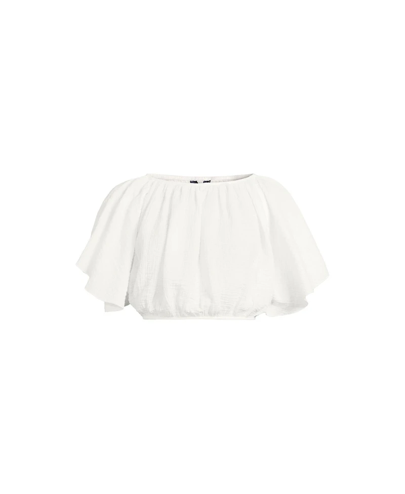 Lands' End Plus Cotton Gauze Dolman Sleeve Crop Cover Up Top