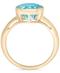 Sky Blue Topaz Bezel Circle Solitaire Statement Ring (3-3/4 ct. t.w.) in 14k Gold