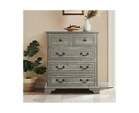 Modern White 5 Drawer Dresser Bathrooom Cabinet Ample Storage Wide Chest of Drawers