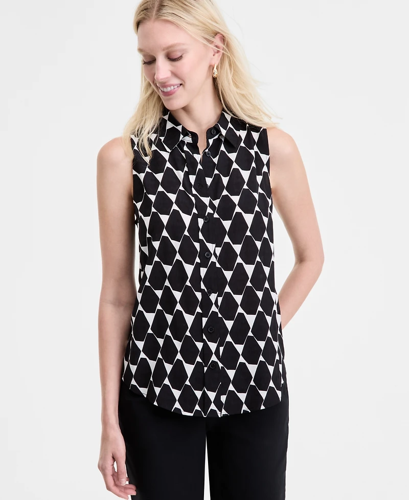 I.n.c. International Concepts Women's Printed Sleeveless Shirt, Exclusively at Macy's