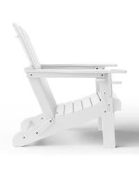 Outdoor Patio Hdpe Resin Folding Adirondack Chairs With Cup Holder and Phone (Set of Two)