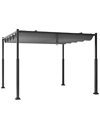 10 x 10 Feet Outdoor Pergola with Retractable Canopy and Metal Columns