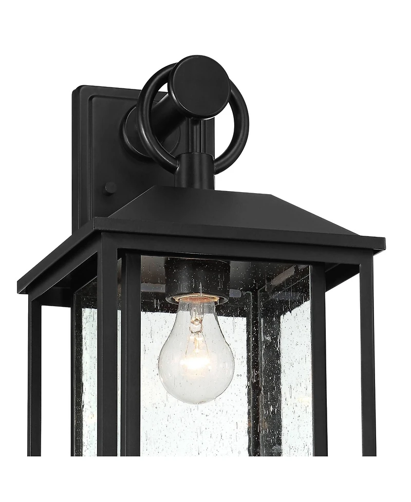 John Timberland Califa Mission Outdoor Wall Light Fixture Black Metal 18" Clear Seedy Glass for Post Exterior Barn Deck House Porch Yard Patio Ho