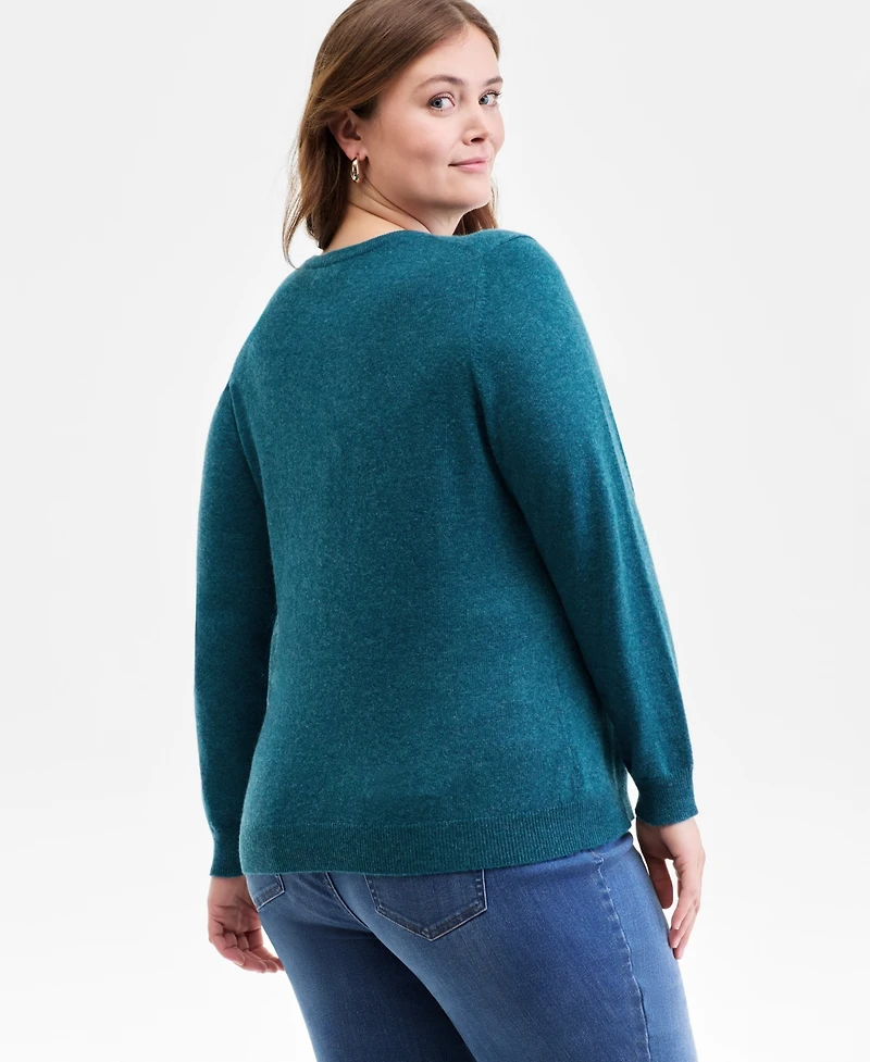 Charter Club Plus 100% Cashmere Crewneck Sweater, Macy's Exclusive