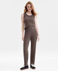 Charter Club Womens 100 Cashmere Ribbed Long Cardigan Sleeveless Sweater Pull On Pants Exclusively At Macys