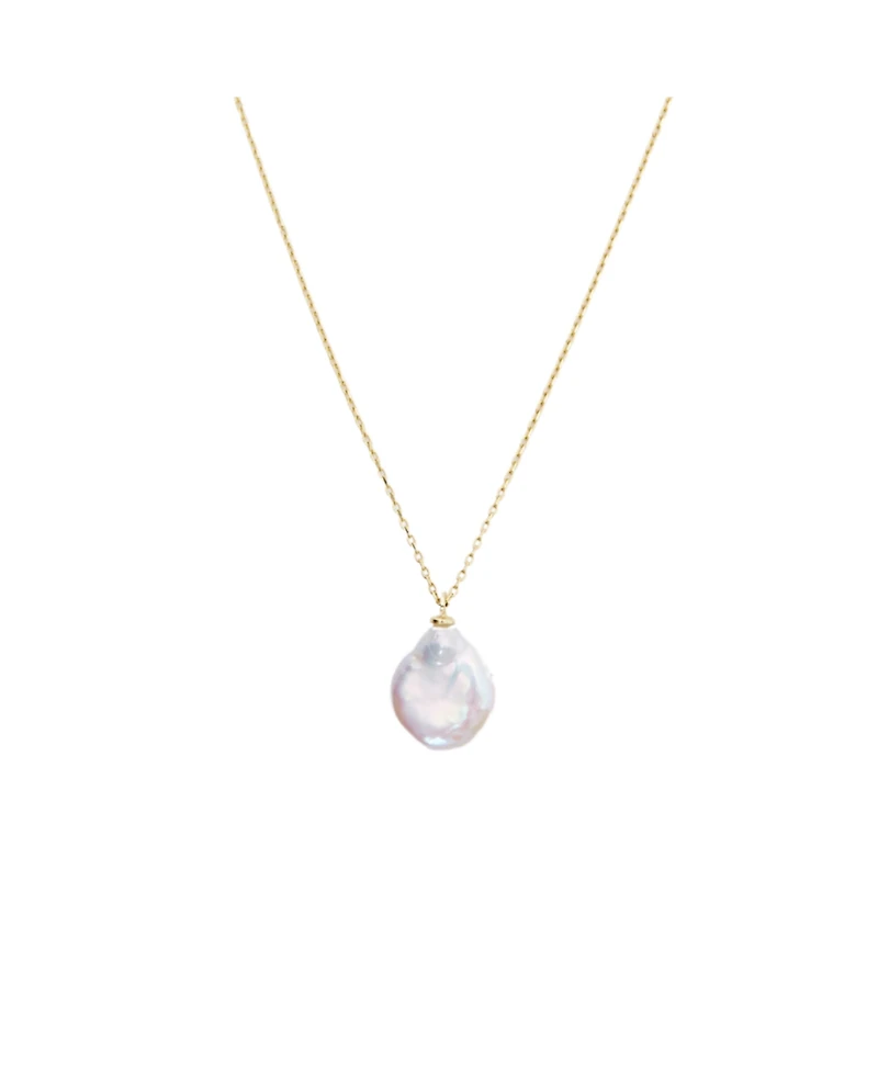 Spero London Baroque Flat Pearl Pendant Necklace Sterling Silver