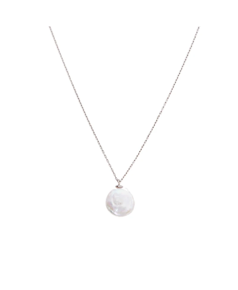 Spero London Baroque Flat Pearl Pendant Necklace Sterling Silver