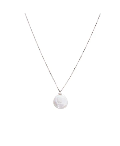 Spero London Baroque Flat Pearl Pendant Necklace Sterling Silver