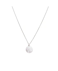Spero London Baroque Flat Pearl Pendant Necklace Sterling Silver