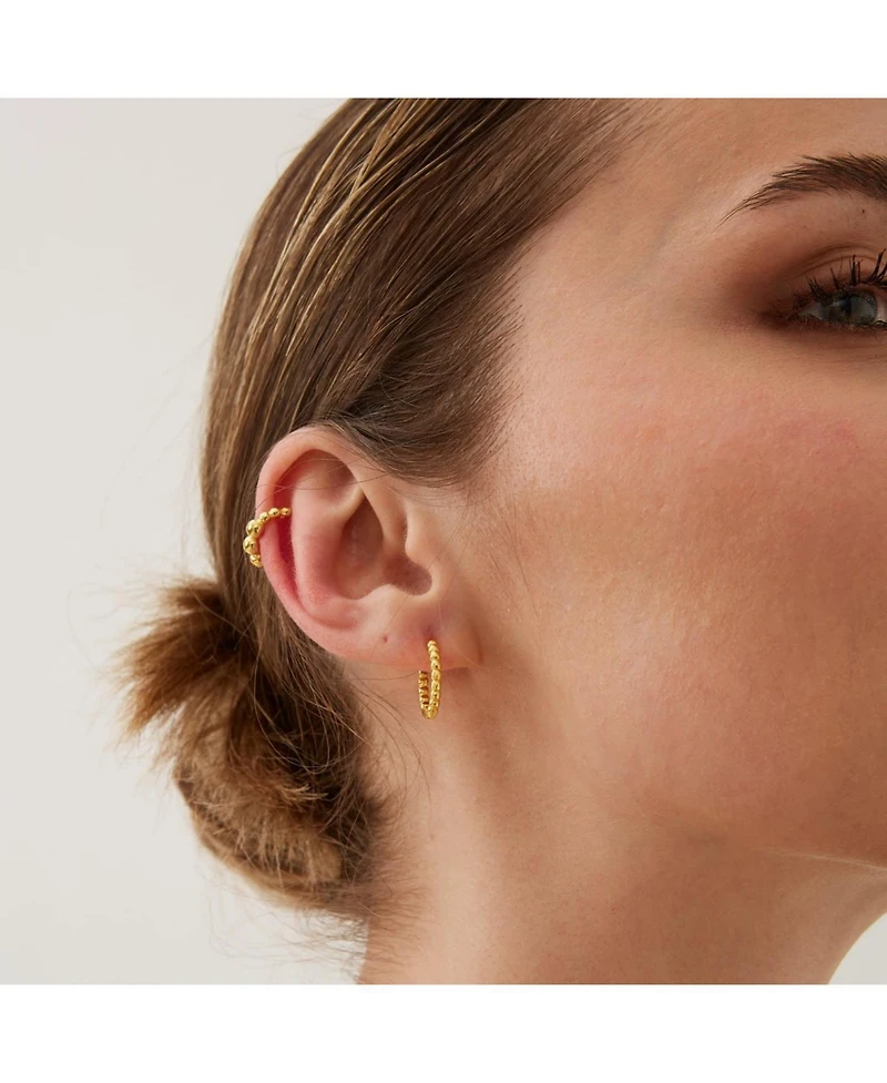 Spero London Bead Hoop Sterling Silver Earring
