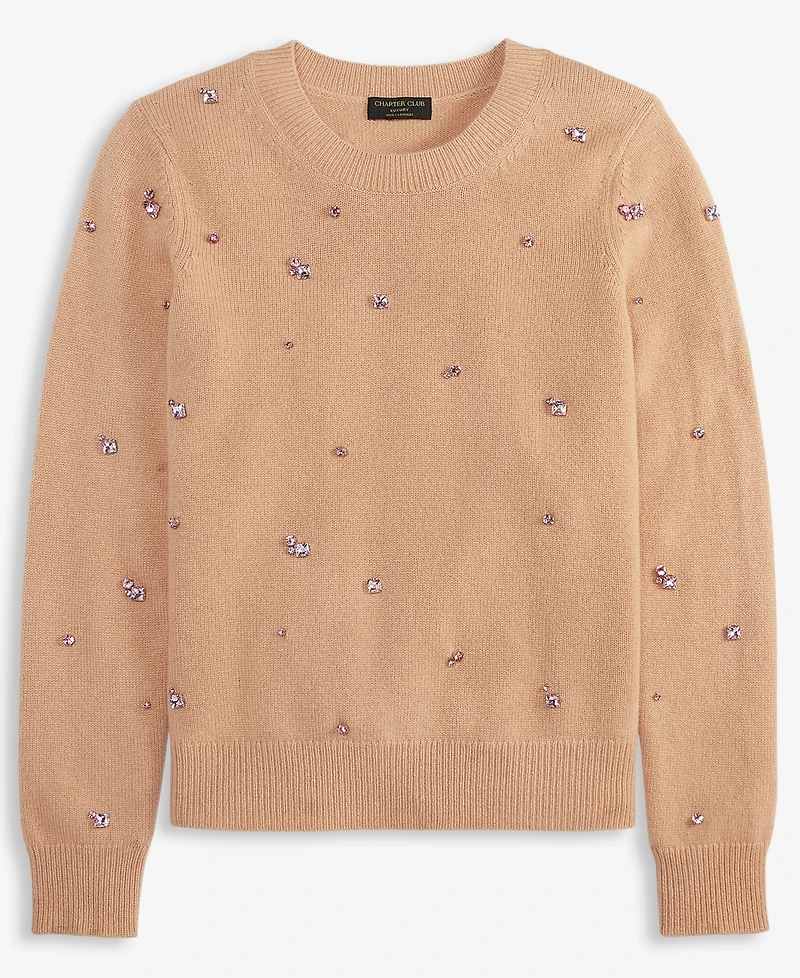Charter Club Women's 100% Cashmere Embellished Chunky Crewneck Sweaters, Macy's Exclusive