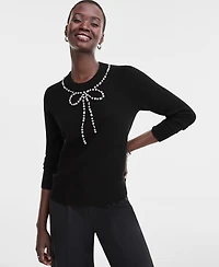 Charter Club Women's 100% Cashmere Embellished Bow Sweater, Macy's Exclusive
