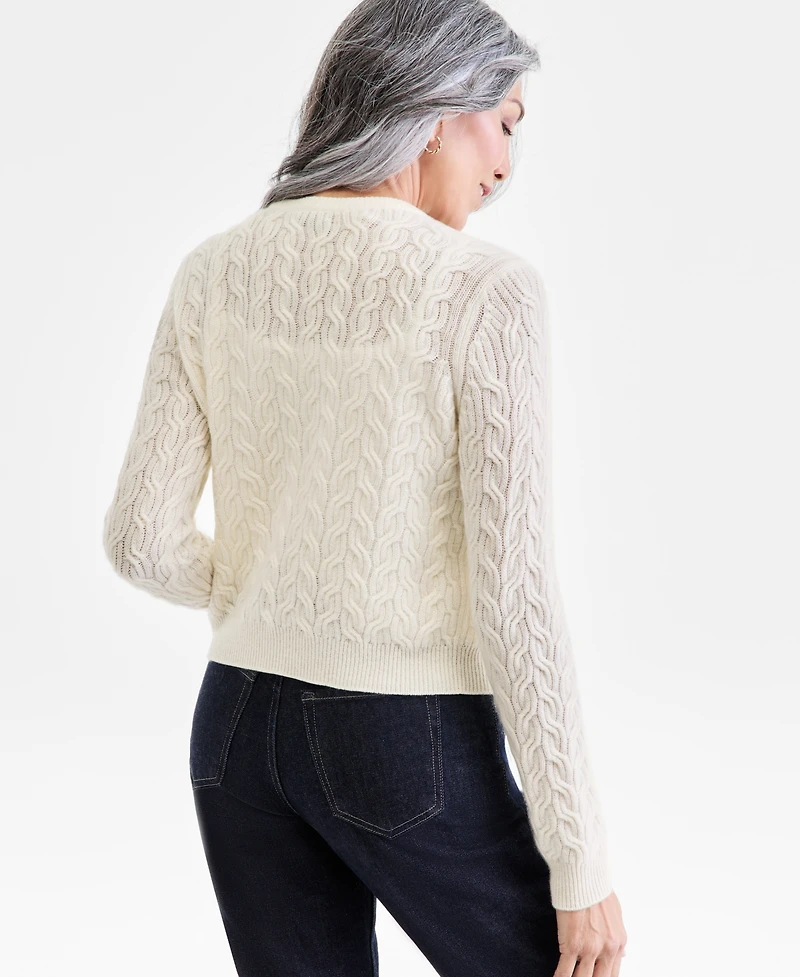 Charter Club Women's 100% Cashmere Embellished Cable-Knit Cardigan, Macy's Exclusive