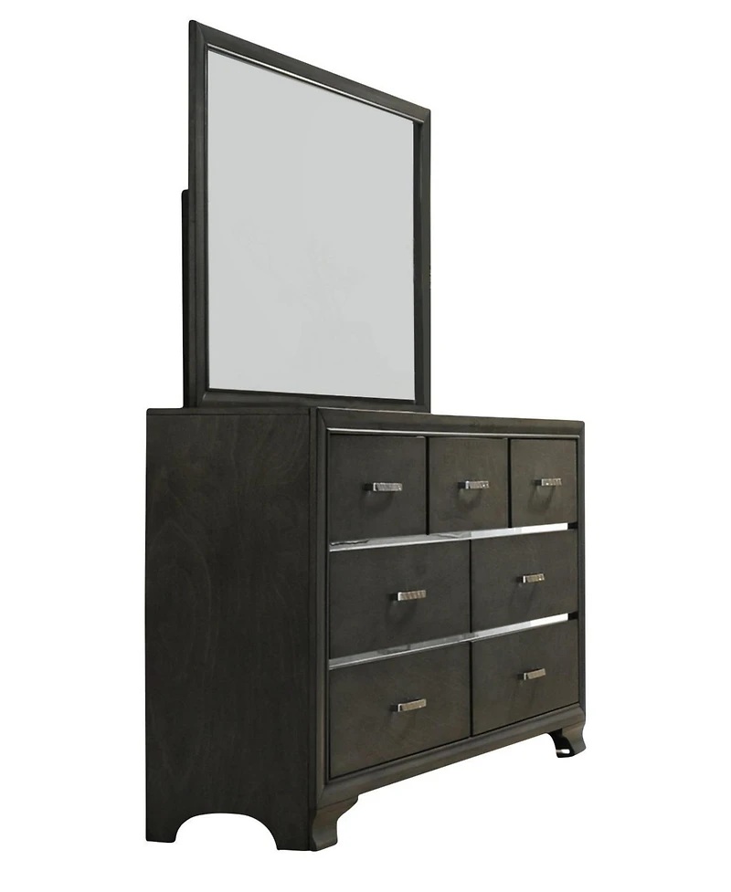 Kings Brand Furniture Oceana Gray Wood 7-Drawer Dresser with Mirror