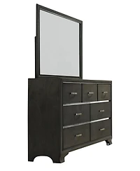 Kings Brand Furniture Oceana Gray Wood 7-Drawer Dresser with Mirror