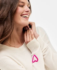 Charter Club Women's 100% Cashmere Embroidered Heart Sweater, Macy's Exclusive