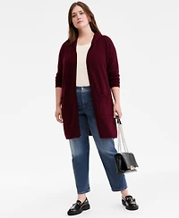 Charter Club Plus Hooded 100% Cashmere Cardigan, Macy's Exclusive