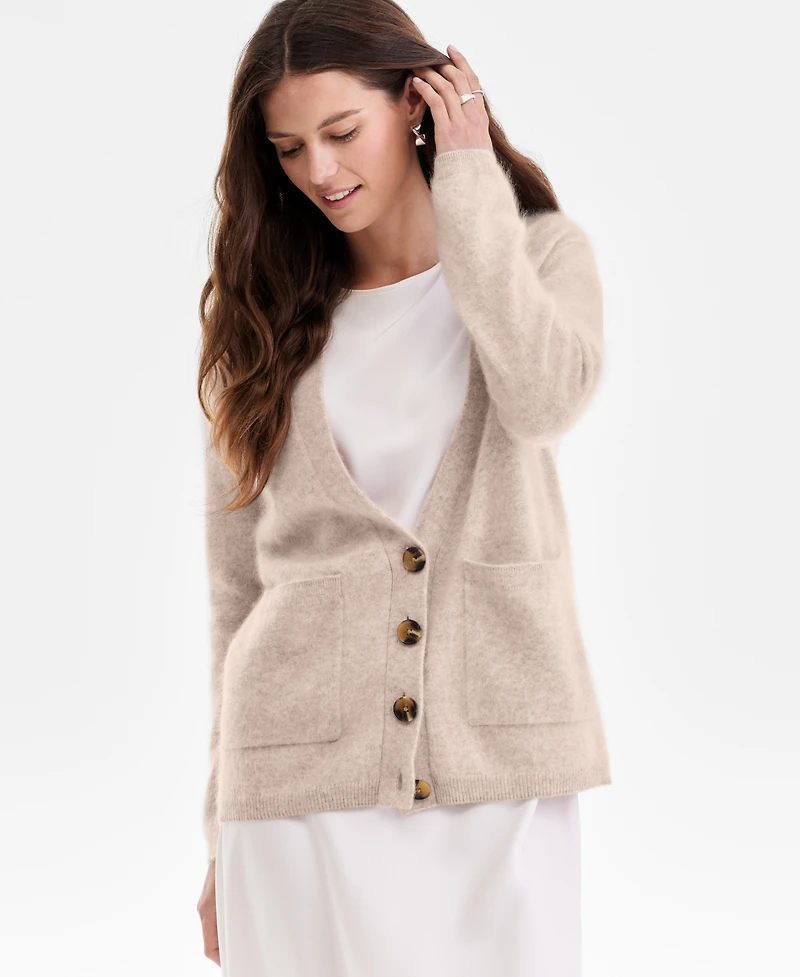 Charter Club Women's Brushed 100% Cashmere Boyfriend Cardigan, Macy's Exclusive