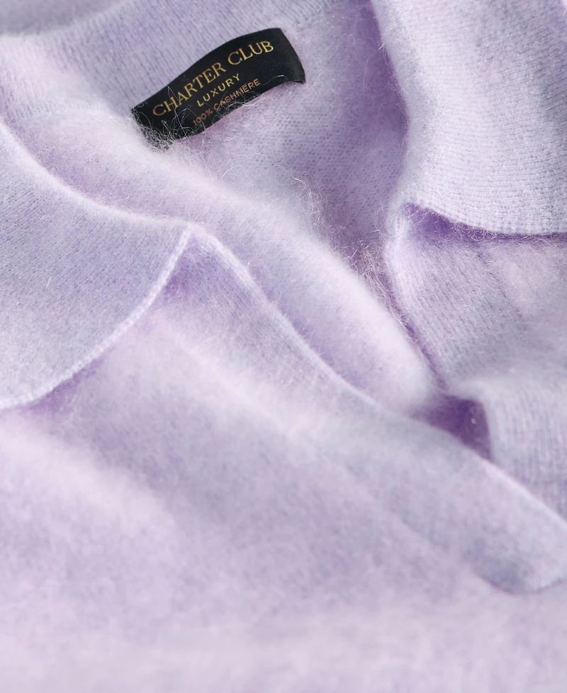 Charter Club Women's Brushed 100% Cashmere Collared Sweater, Macy's Exclusive