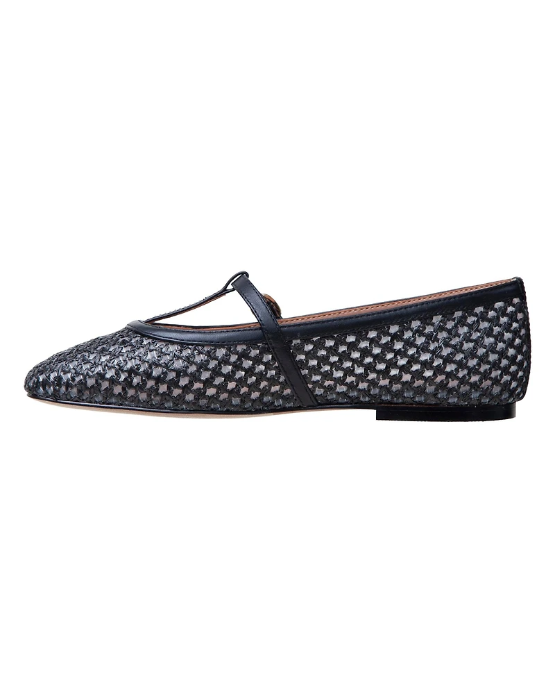 Monet | Raffia and Nappa Leather T-Strap Flats