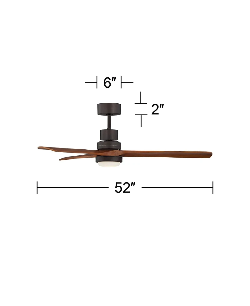 52" Casa Vieja Delta-Wing Dc Modern Indoor Outdoor Ceiling Fan with Led Light Oil Rubbed Bronze Solid Wood Damp Rated for Patio Exterior House Ho