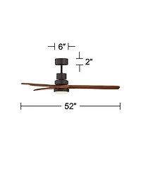 52" Casa Vieja Delta-Wing Dc Modern Indoor Outdoor Ceiling Fan with Led Light Oil Rubbed Bronze Solid Wood Damp Rated for Patio Exterior House Ho