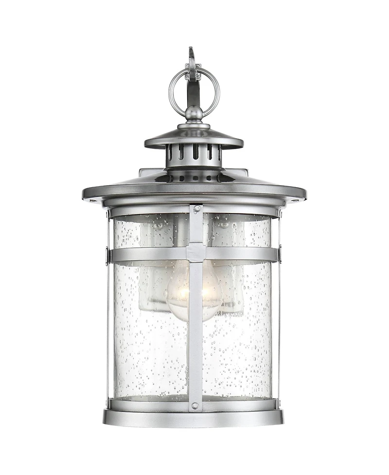 Franklin Iron Works Callaway Modern Industrial Outdoor Wall Light Fixtures Set of 2 Chrome Metal 11 3/4" Clear Seedy Glass for Post Barn